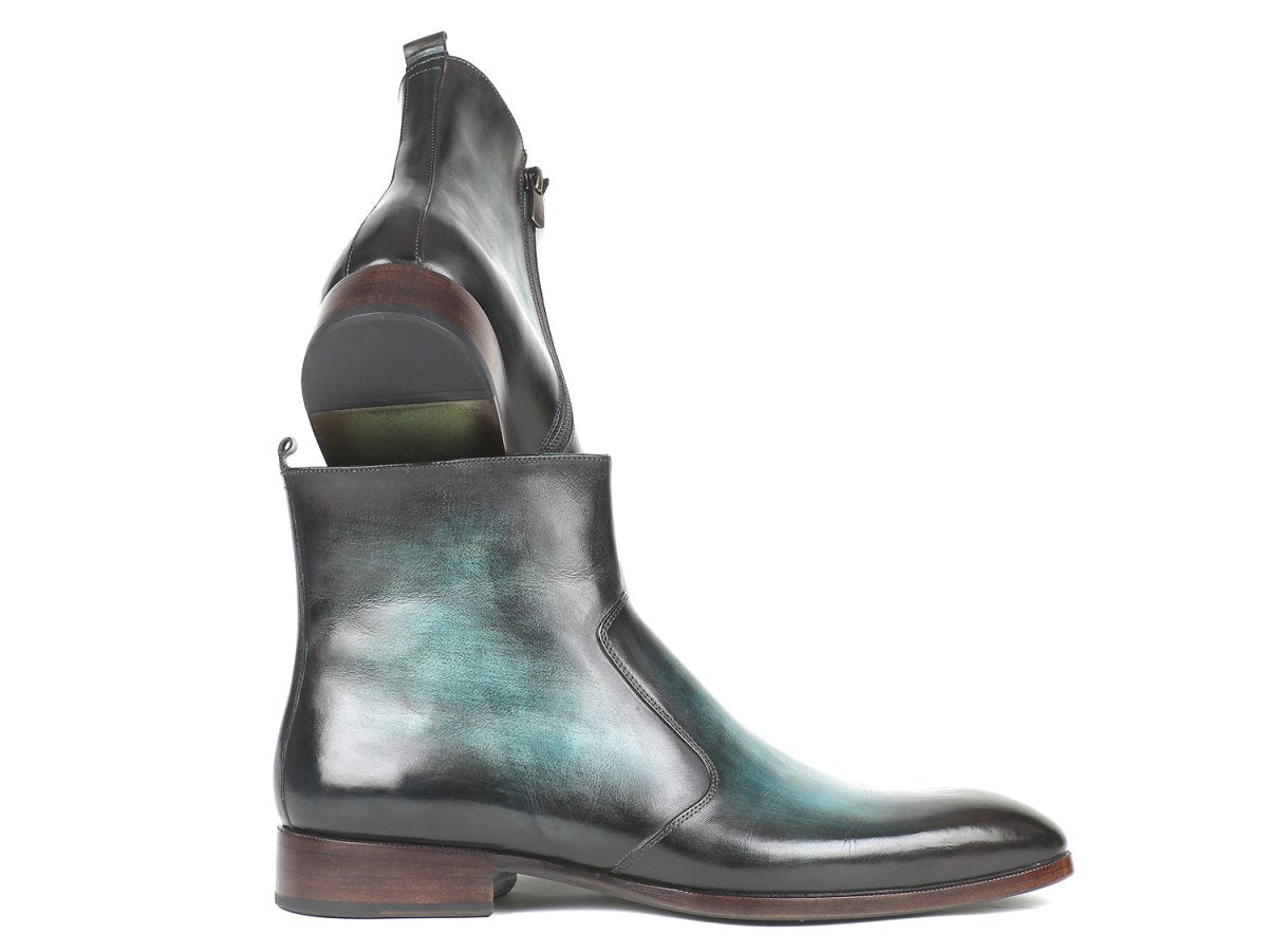 Paul Parkman Turquoise Burnished Side Zipper Boots (IdBt487trq) by Paul Parkman – Don't Panic Shoes