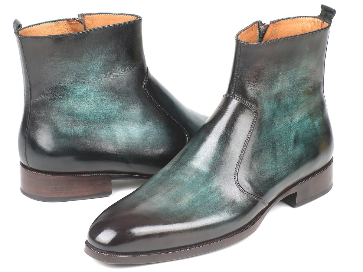 Paul Parkman Turquoise Burnished Side Zipper Boots (IdBt487trq) by Paul Parkman – Don't Panic Shoes