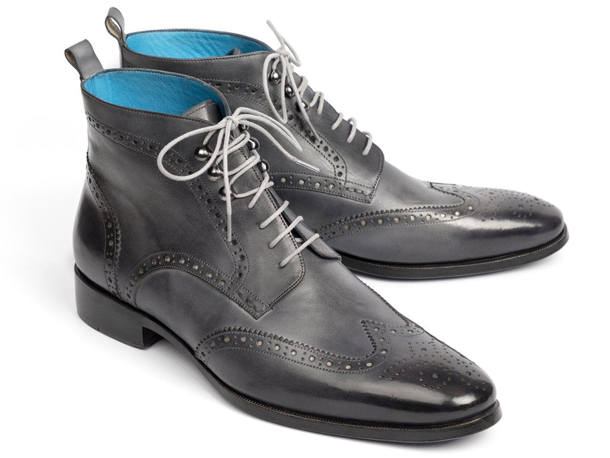 Paul Parkman Wingtip Ankle Boots Gray Hand - Painted (Id777 - Gray) by Paul Parkman – Don't Panic Shoes