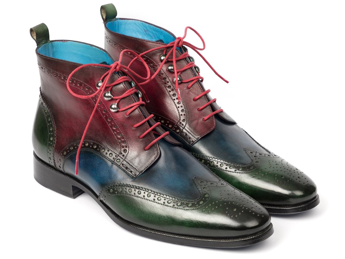 Paul Parkman Wingtip Ankle Boots Three Tone Green Blue Bordeaux (Id777 - Grn - Blu) by Paul Parkman – Don't Panic Shoes
