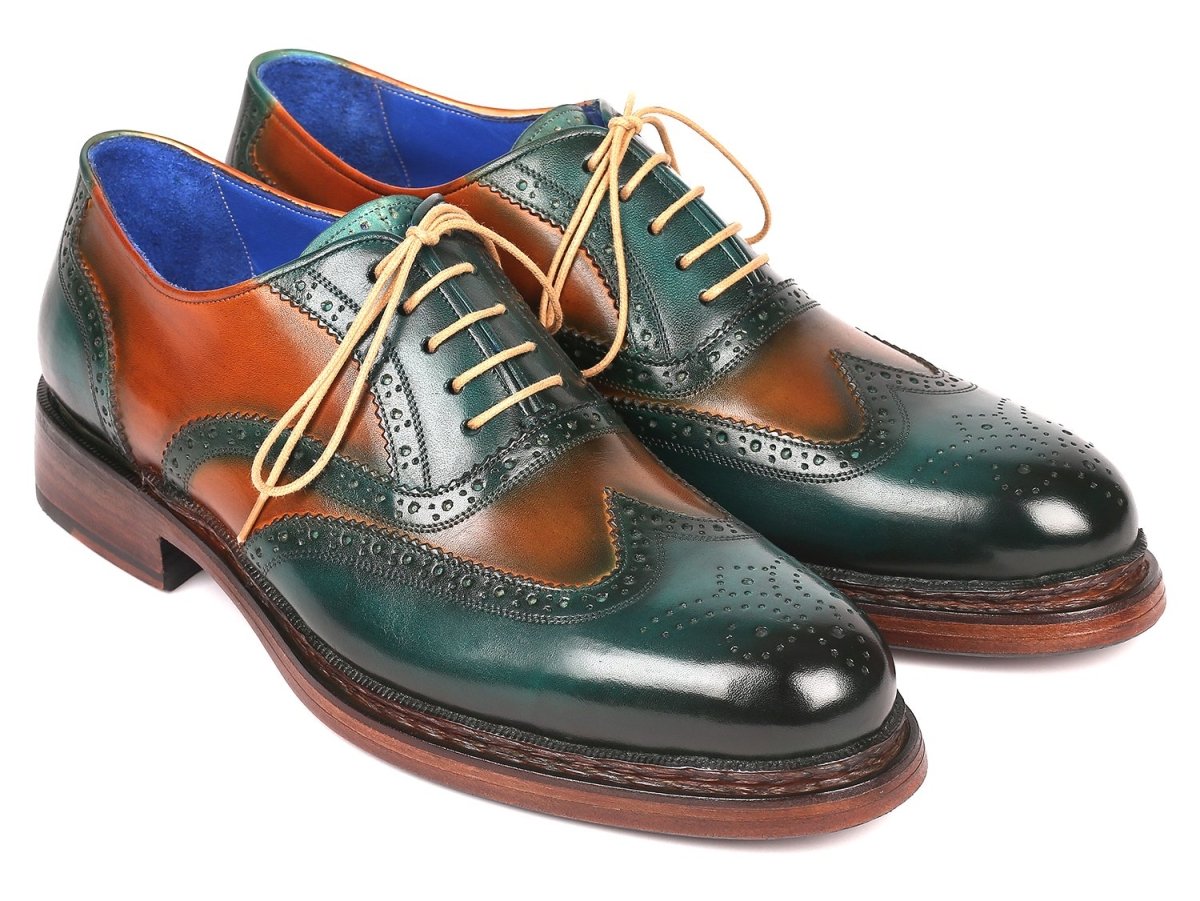 Paul Parkman Wingtip Oxfords Goodyear Welted Green And Tobacco (Id027 - Grn - Tab) by Paul Parkman – Don't Panic Shoes