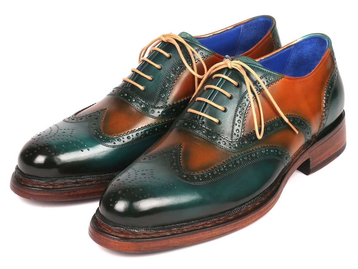 Paul Parkman WIngtip Oxfords Goodyear Welted in Green And Tobacco Shoes by Paul Parkman – Don't Panic Shoes