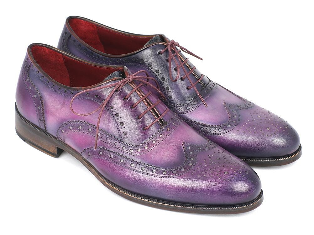 Paul Parkman Wingtip Oxfords Purple And Navy Handpainted Calfskin (Id743 - Rp) by Paul Parkman – Don't Panic Shoes