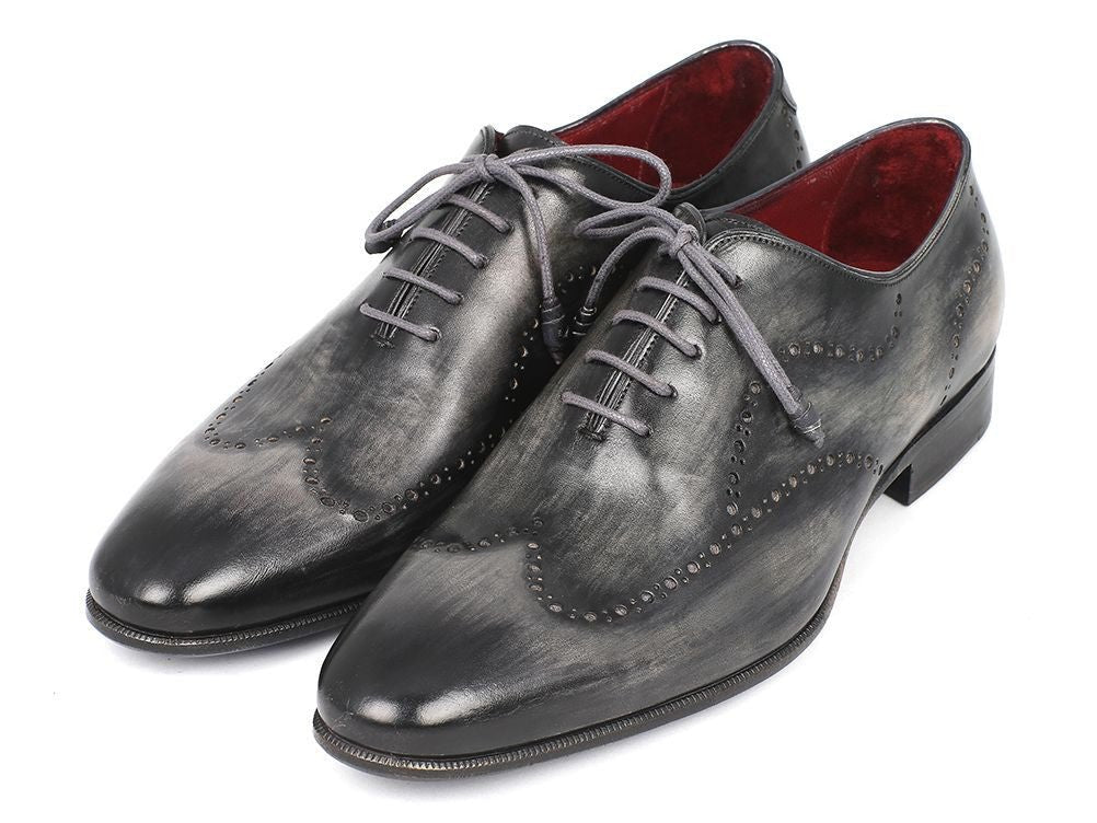 Paul Parkman Wintip Oxfords Gray And Black Handpainted Calfskin (Id741 - Gry) by Paul Parkman – Don't Panic Shoes