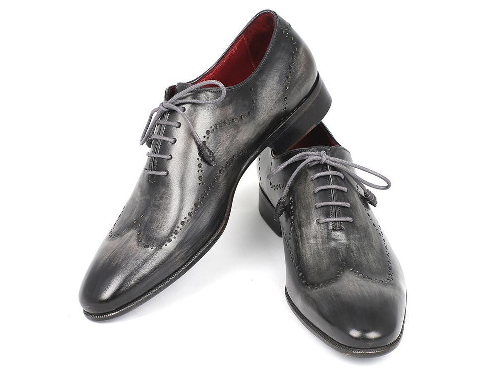 Paul Parkman Wintip Oxfords Gray And Black Handpainted Calfskin (Id741 - Gry) by Paul Parkman – Don't Panic Shoes