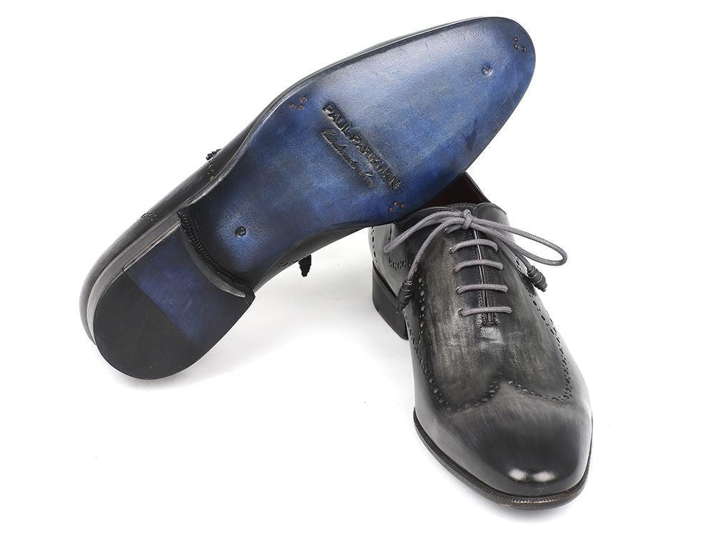 Paul Parkman Wintip Oxfords Gray And Black Handpainted Calfskin (Id741 - Gry) by Paul Parkman – Don't Panic Shoes