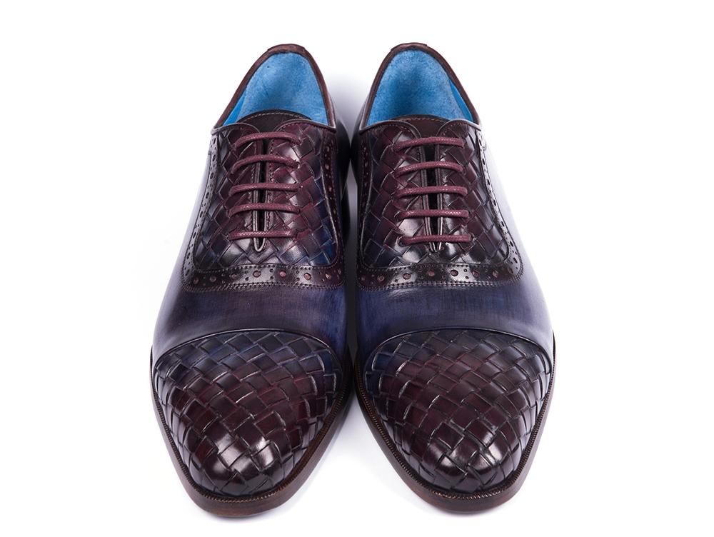 Paul Parkman Woven Leather Captoe Oxfords Navy And Purple (Id49851 - Navy) by Paul Parkman – Don't Panic Shoes