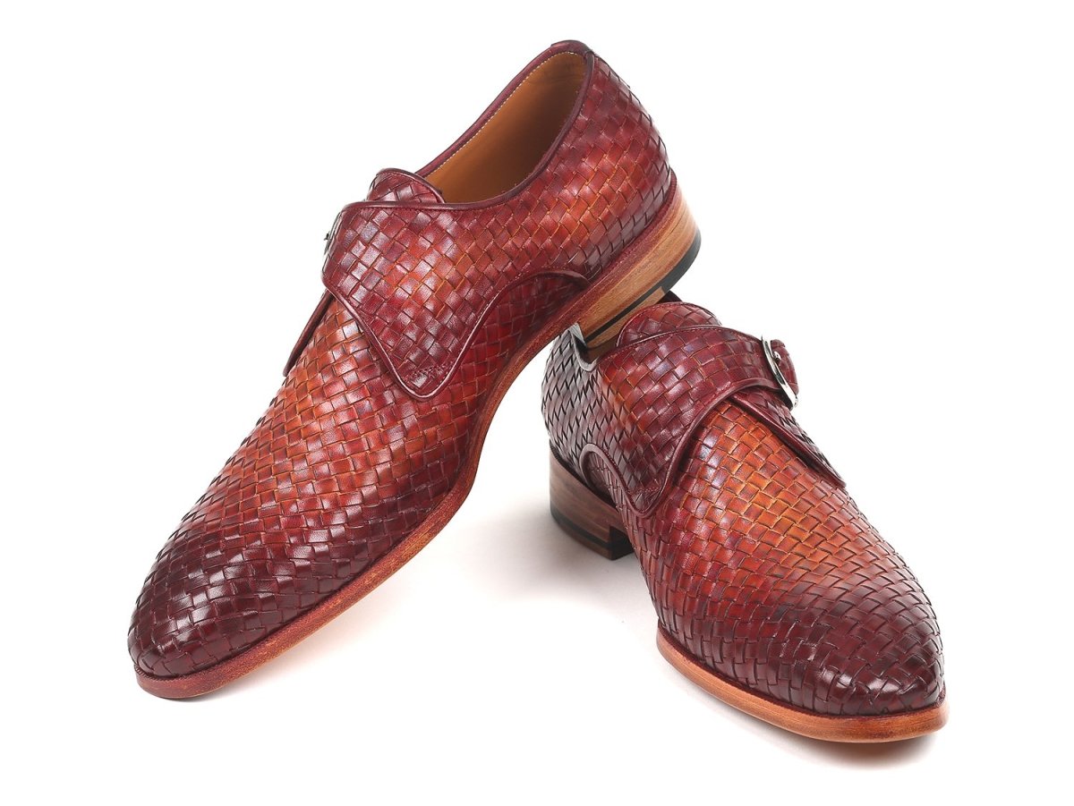 Paul Parkman Woven Leather SIngle Monkstraps in Reddish Brown Shoes by Paul Parkman – Don't Panic Shoes