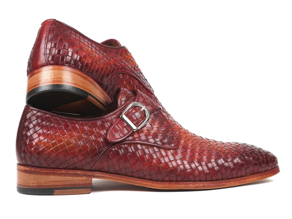 Paul Parkman Woven Leather SIngle Monkstraps in Reddish Brown Shoes by Paul Parkman – Don't Panic Shoes