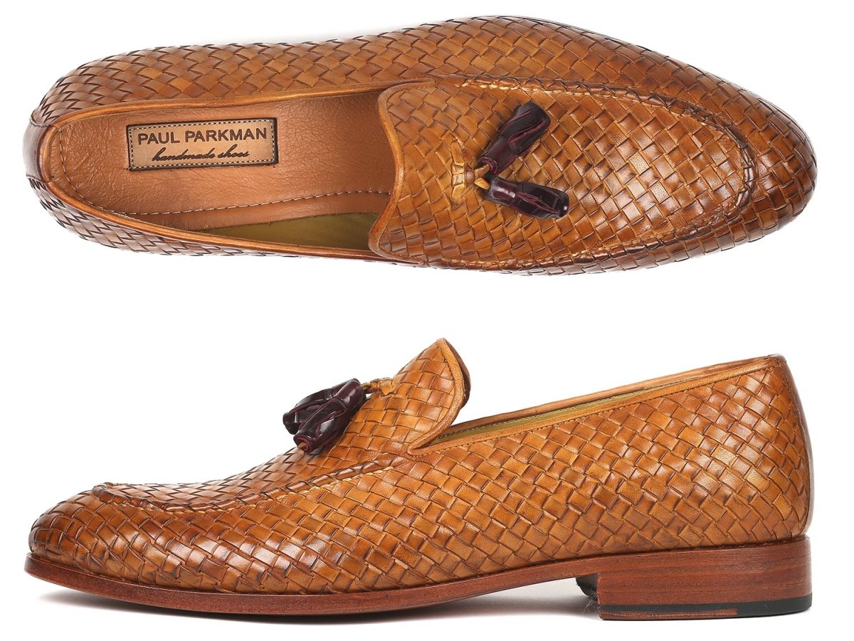 Paul Parkman Woven Leather Tassel Loafers Camel Colour (IdWvn44 - Cml) by Paul Parkman – Don't Panic Shoes