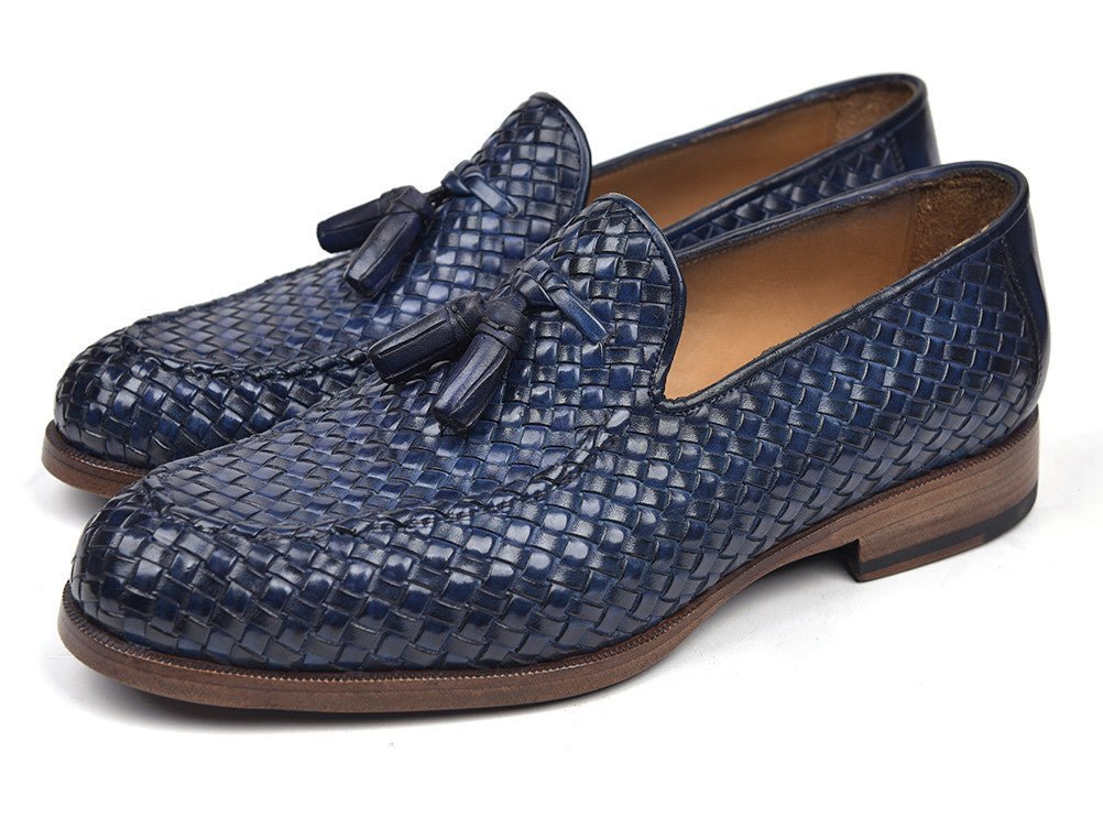 Paul Parkman Woven Leather Tassel Loafers Navy (IdWvn44 - Navy) by Paul Parkman – Don't Panic Shoes