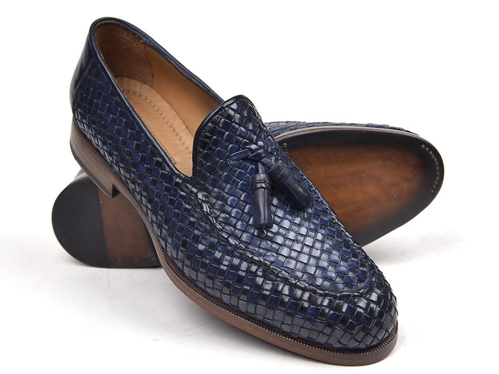 Paul Parkman Woven Leather Tassel Loafers Navy (IdWvn44 - Navy) by Paul Parkman – Don't Panic Shoes