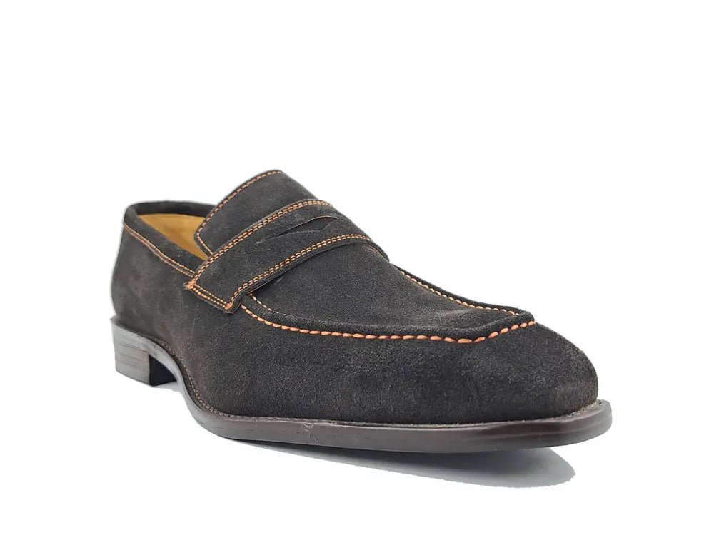 Penny Loafer Contrast Stitching Suede Comfort Ks509 - 36s Shoes by Carrucci Shoes – Don't Panic Shoes