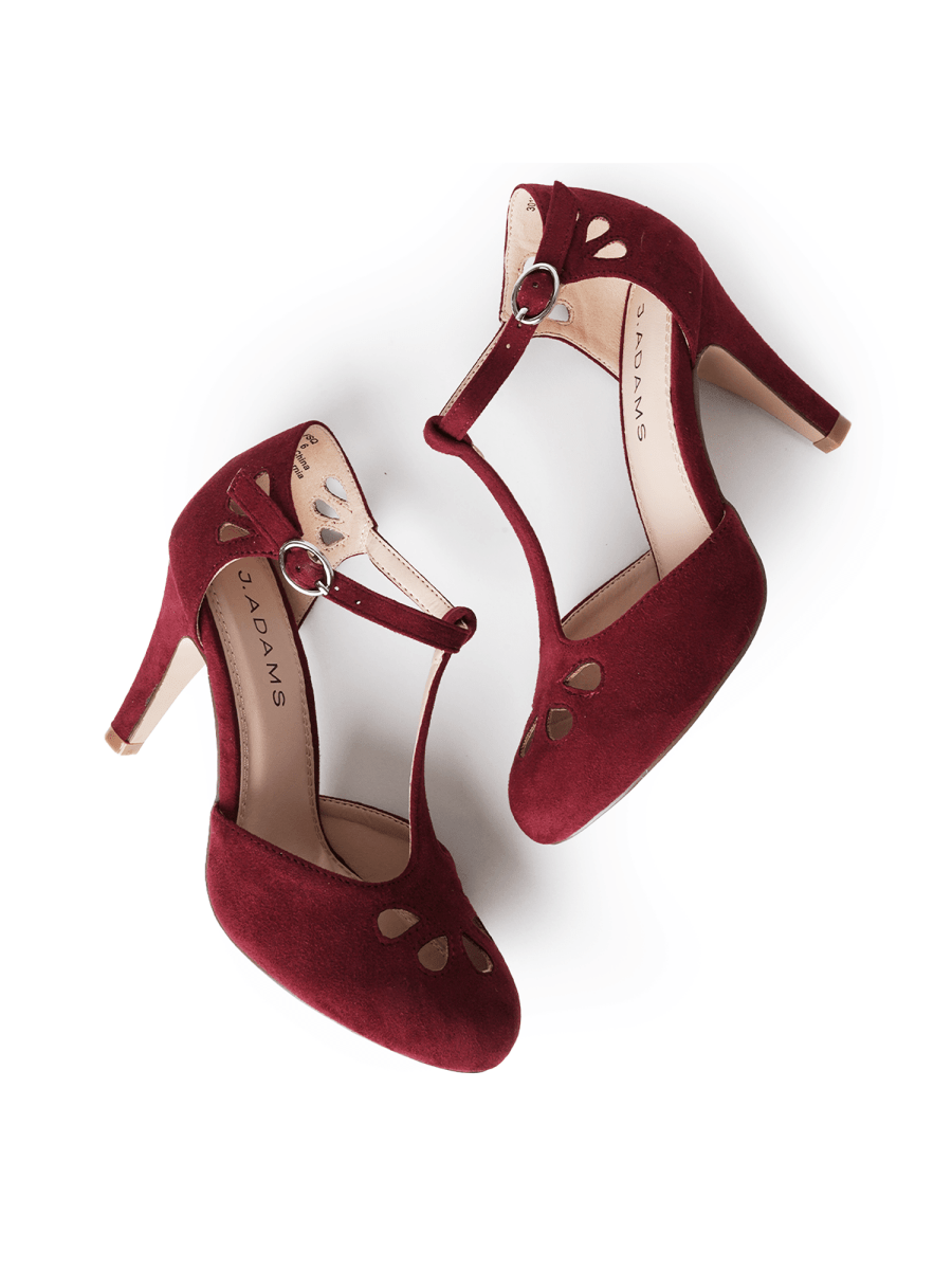 Pepper | Burgundy Suede Heels by J.Adams – Don't Panic Shoes