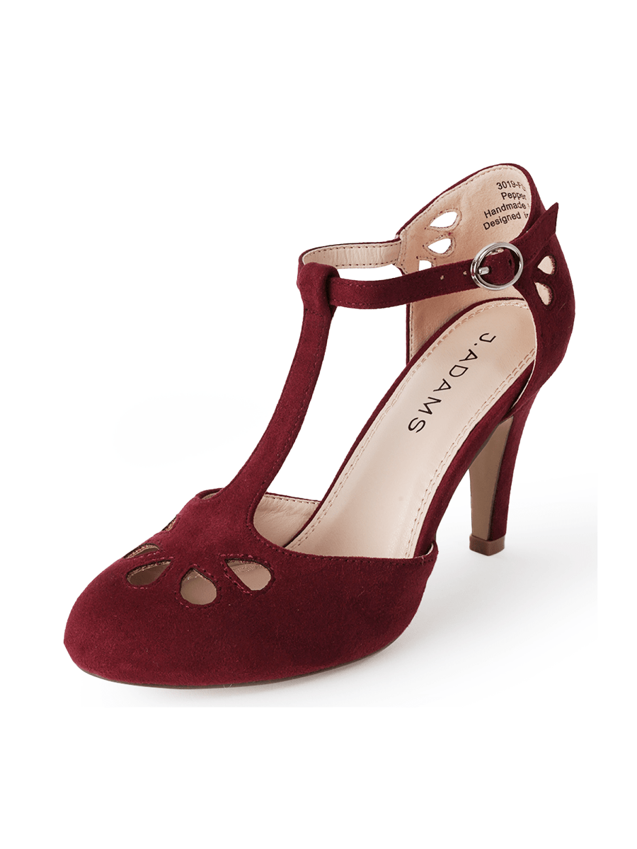Pepper | Burgundy Suede Heels by J.Adams – Don't Panic Shoes