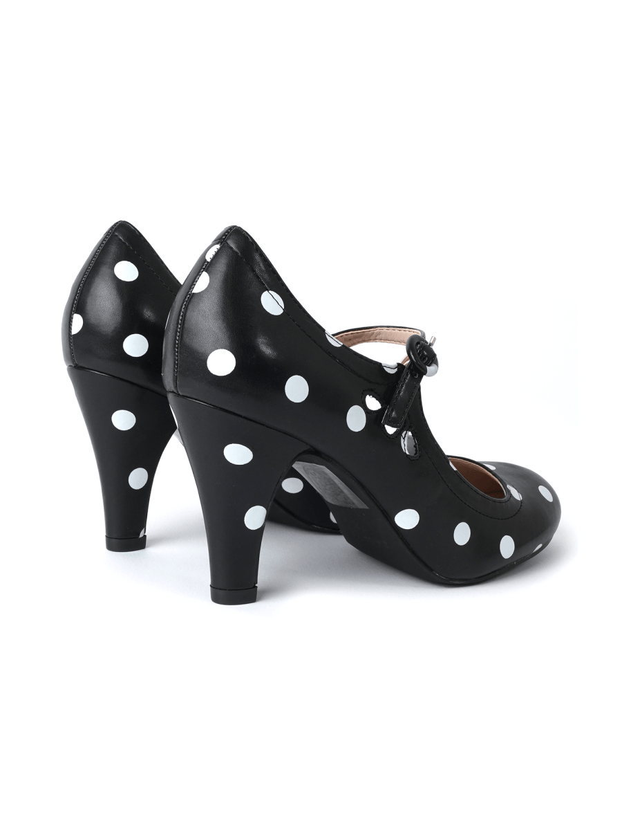 Pixie | Black Polkadot Heels by J.Adams – Don't Panic Shoes