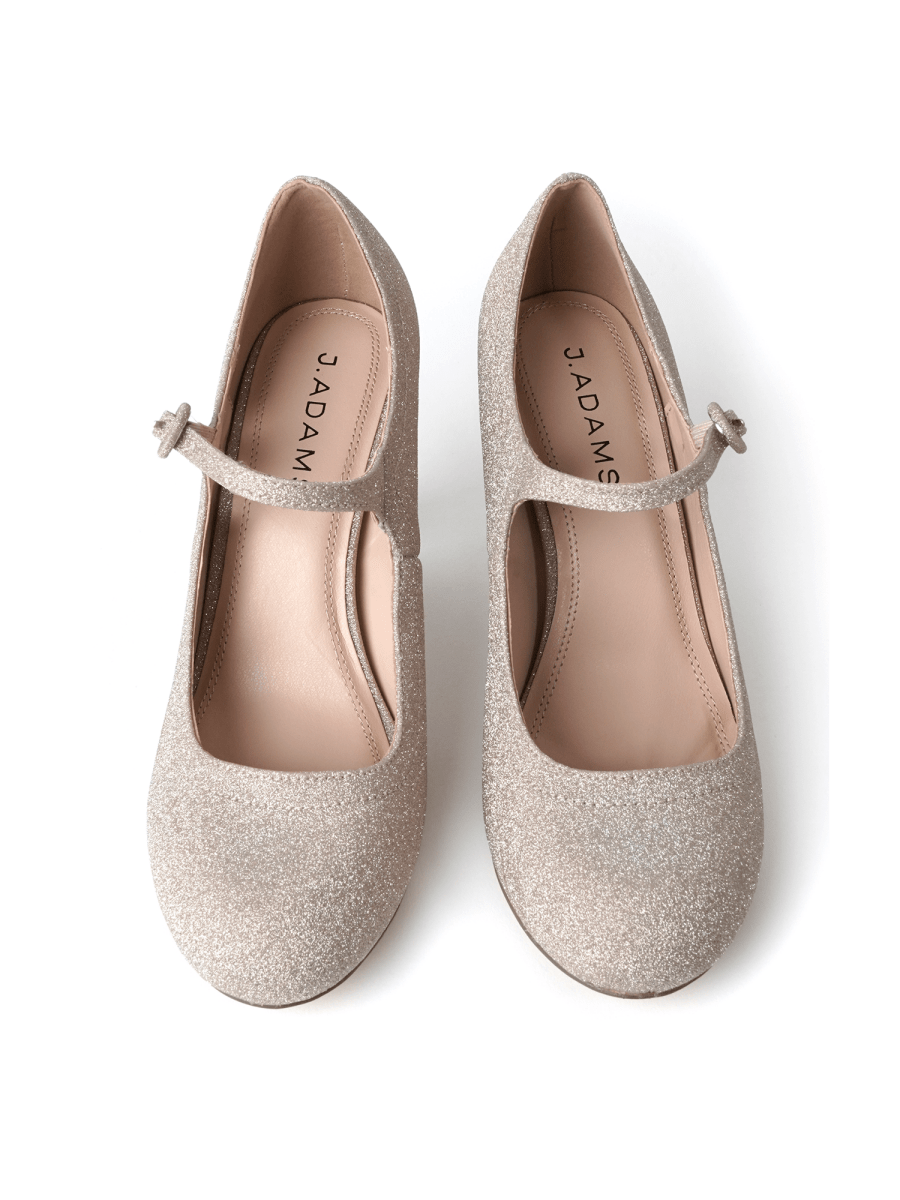 Pixie | Gold Fine Glitter Heels by J.Adams – Don't Panic Shoes