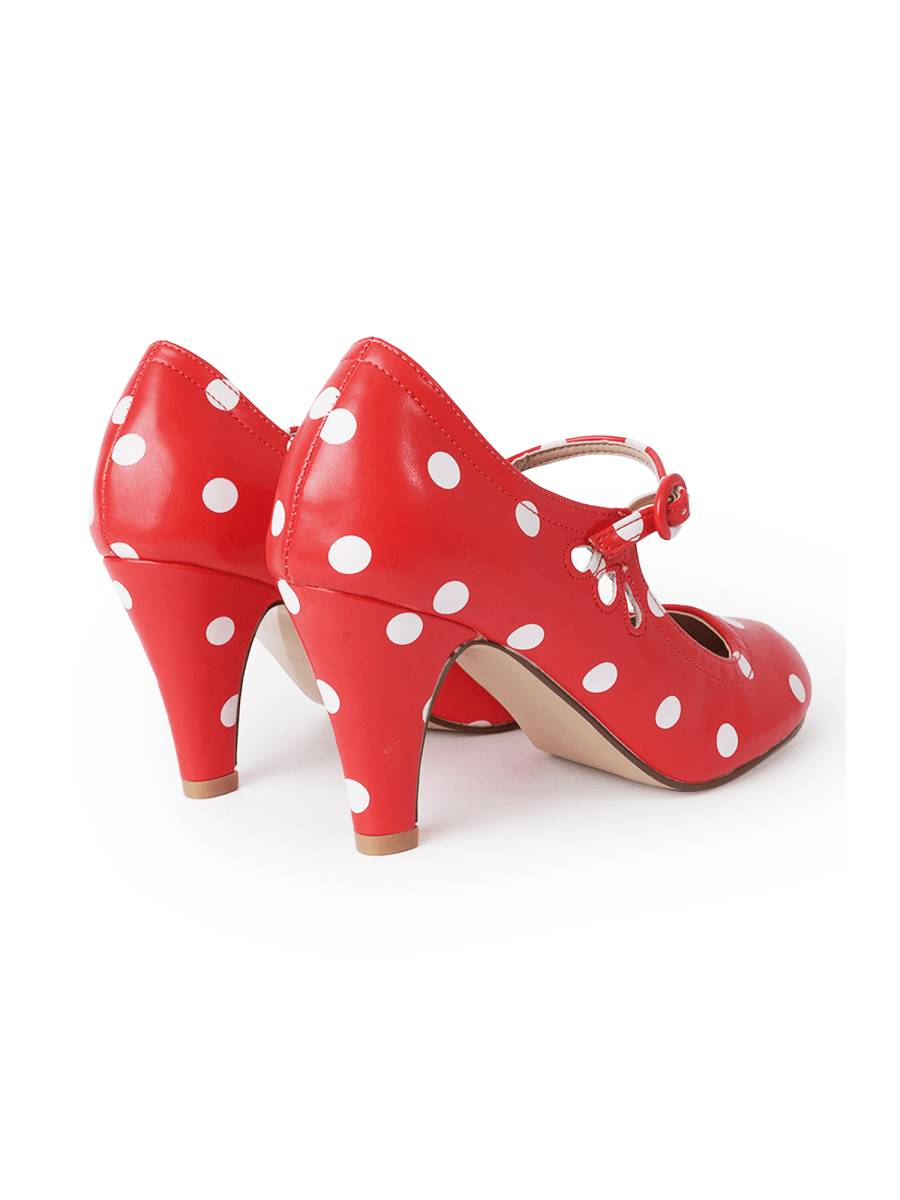 Pixie | Red Polkadot Heels by J.Adams – Don't Panic Shoes