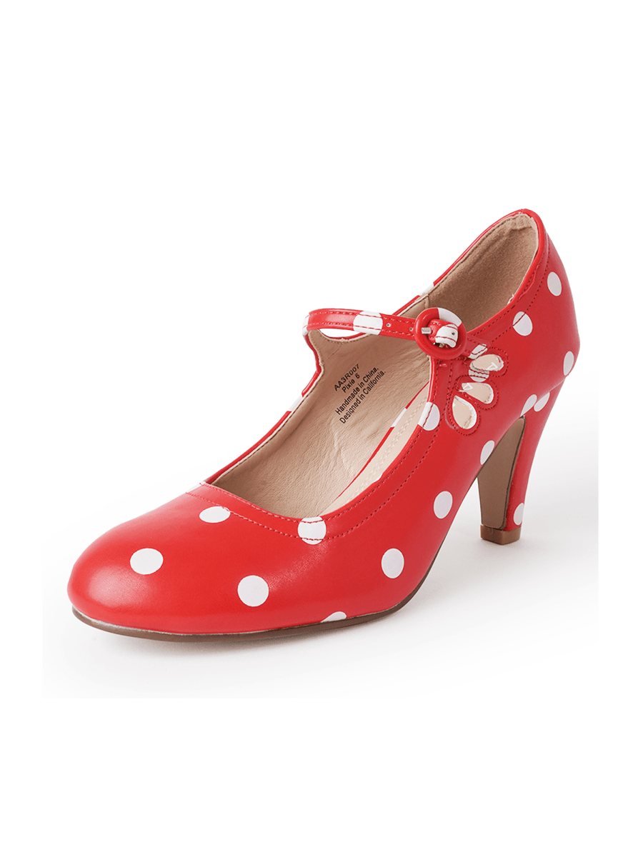 Pixie | Red Polkadot Heels by J.Adams – Don't Panic Shoes