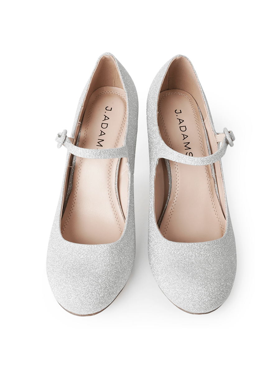 Pixie | Silver Fine Glitter Heels by J.Adams – Don't Panic Shoes