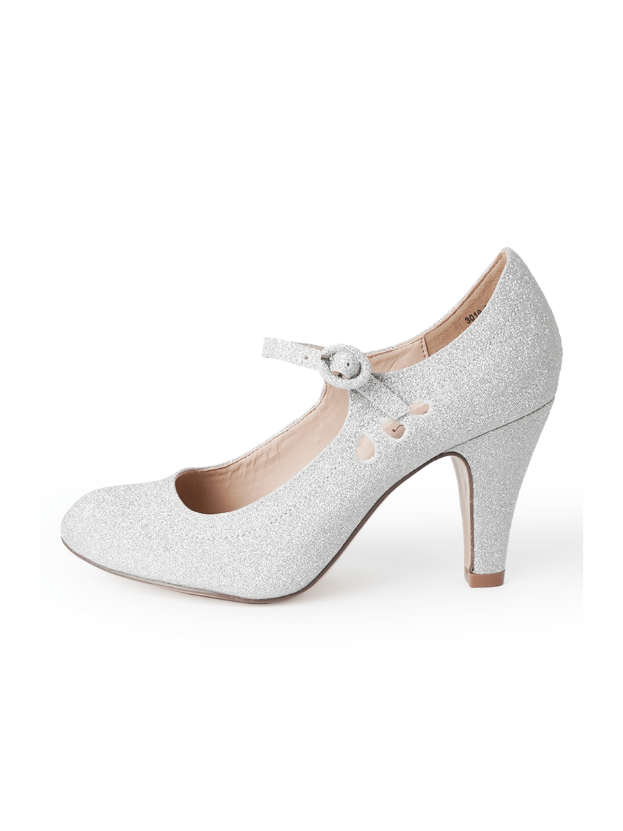 Pixie | Silver Fine Glitter Heels by J.Adams – Don't Panic Shoes