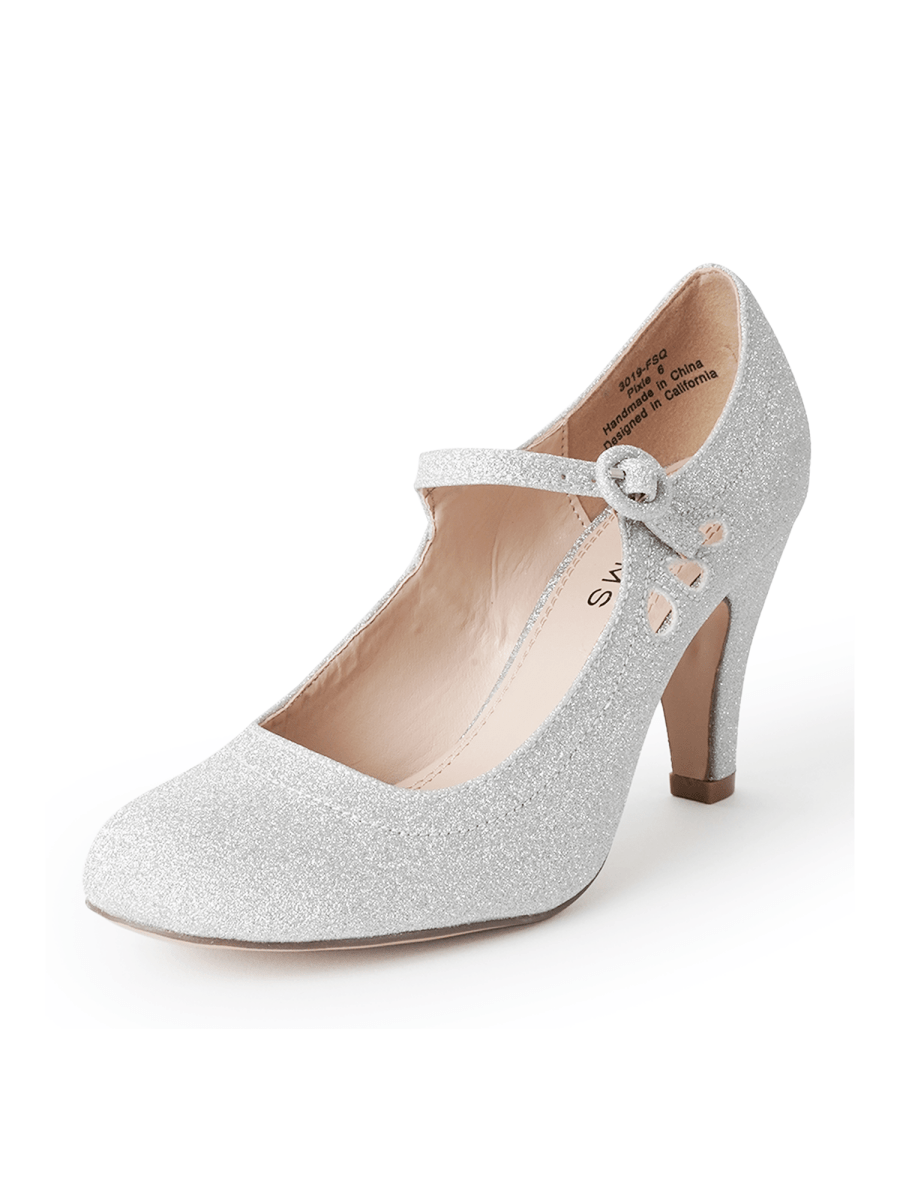 Pixie | Silver Fine Glitter Heels by J.Adams – Don't Panic Shoes