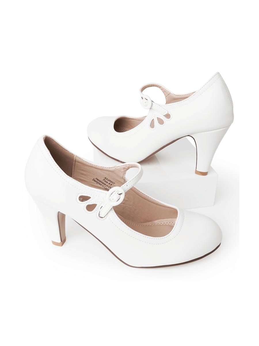 Pixie | White Heels by J.Adams – Don't Panic Shoes