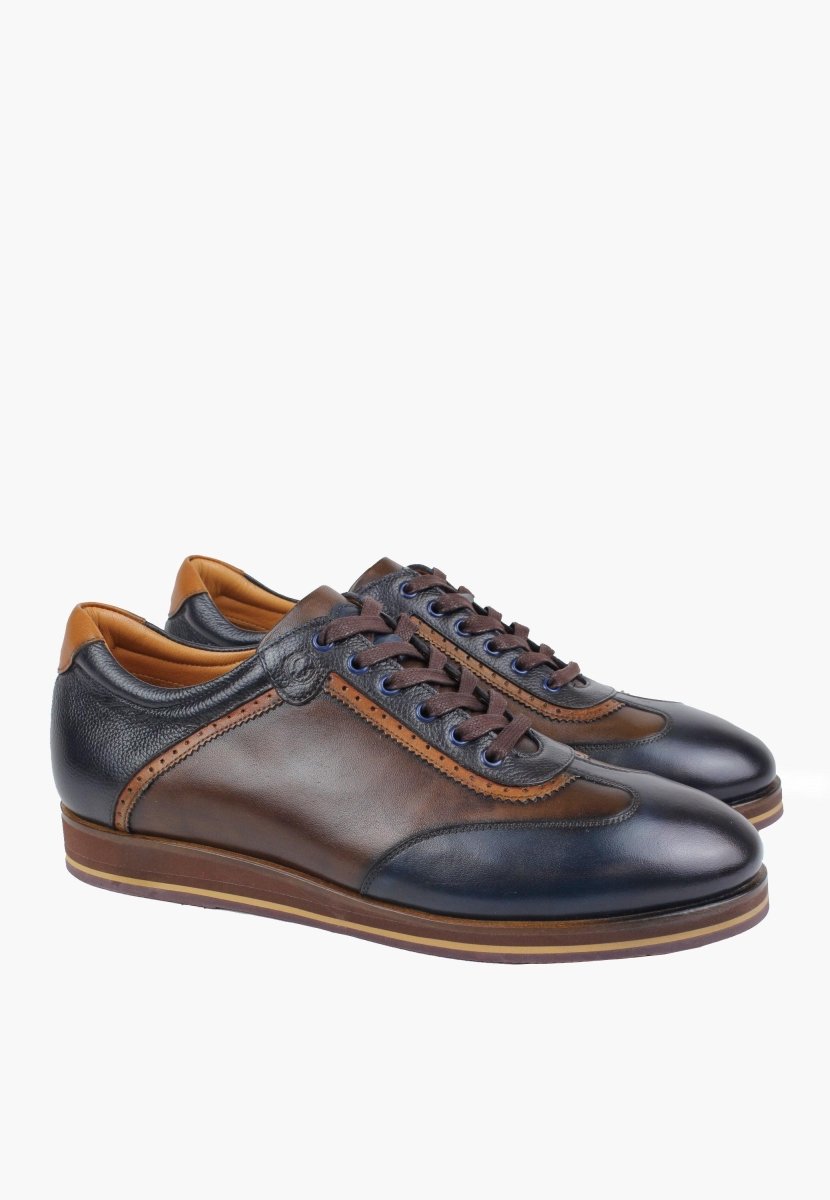 Princeton Dress Full Grain Leather Sneaker Navy Cognac MEN SHOES by Sepol Shoes – Don't Panic Shoes