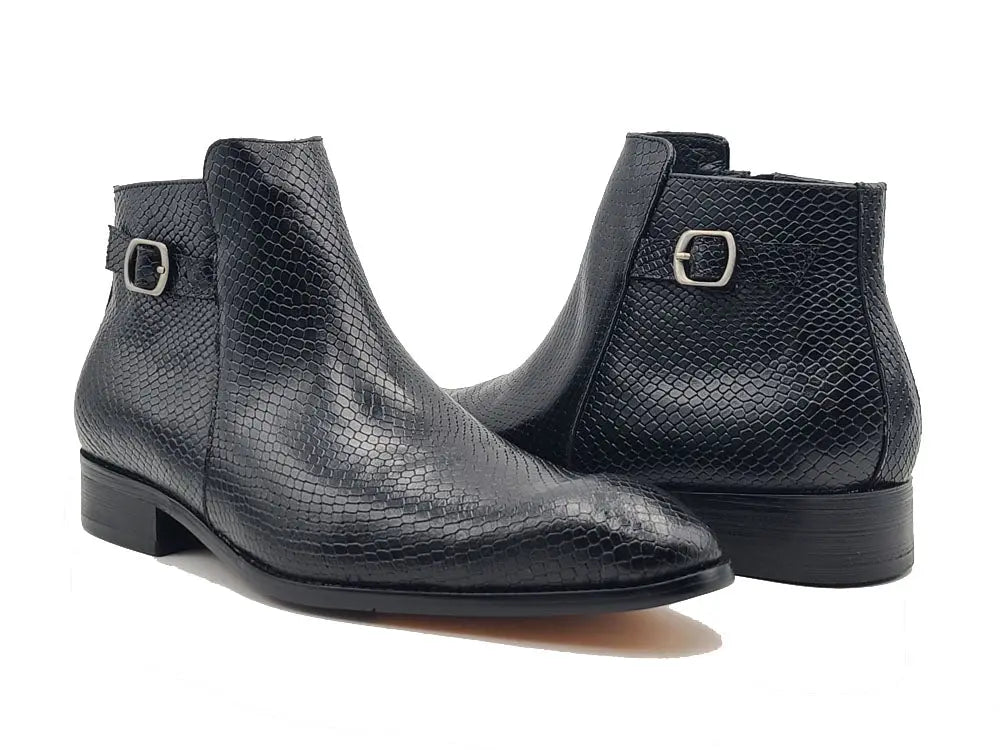 Python Printed Calfskin Buckle Strap Boot Kb478 - 21e Boots by Carrucci Shoes – Don't Panic Shoes