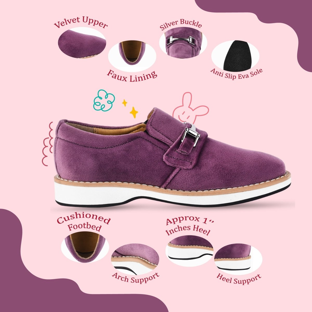 Rachel Kids Velvet Buckle Semi Casual Loafer Loafers by Libertyzeno – Don't Panic Shoes