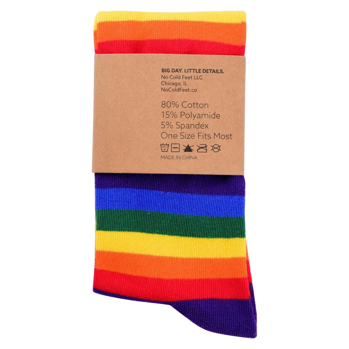 Rainbow Striped Socks Colorful Crew Novelty Comfortable Breathable Everyday Statement Wear Socks by No Cold Feet – Don't Panic Shoes