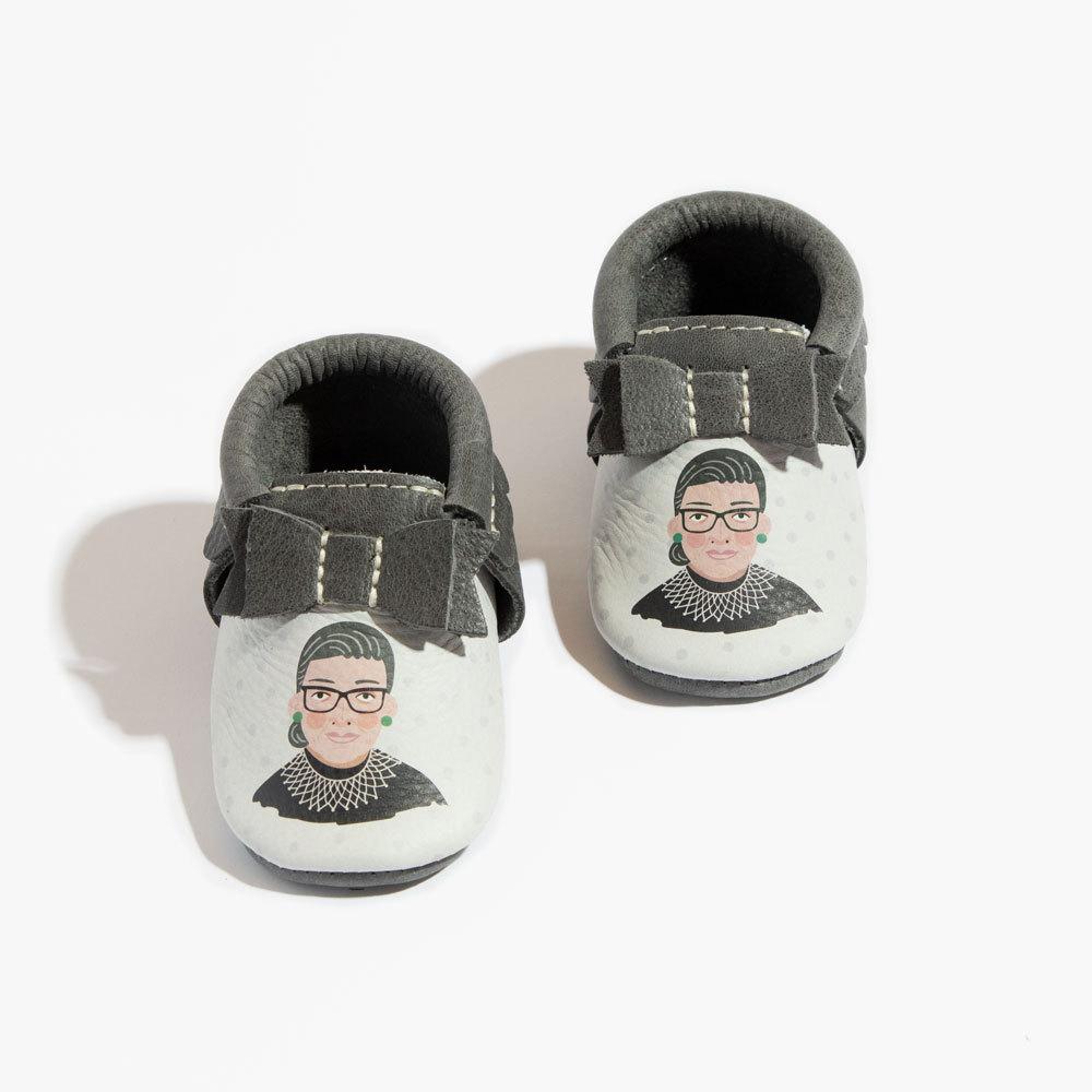 Rbg Bow Baby Shoe Bow Mocc by Freshly Picked – Don't Panic Shoes
