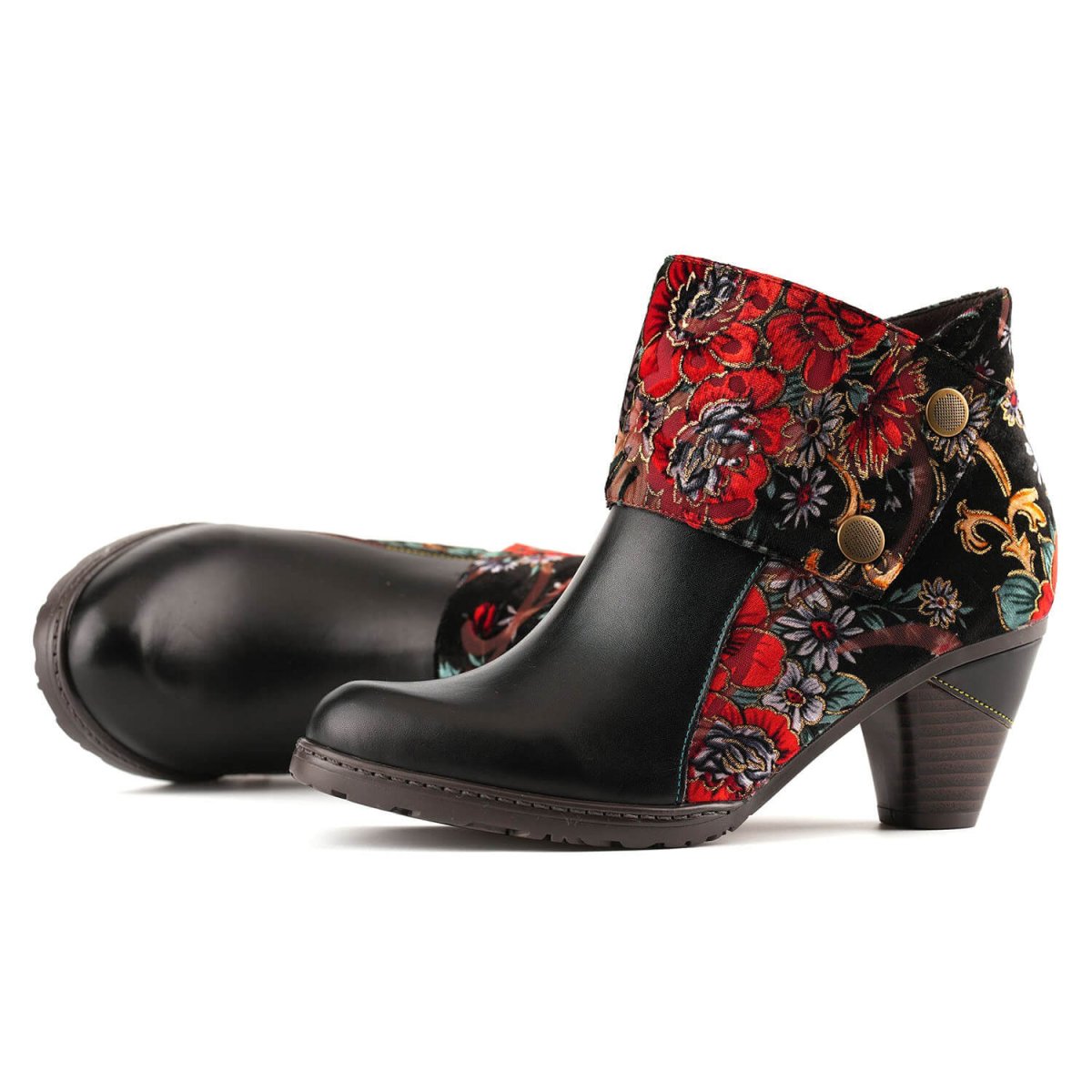 Retro Handmade Radiant Pattern Ankle Boots Booties by Colorstepshoes – Don't Panic Shoes