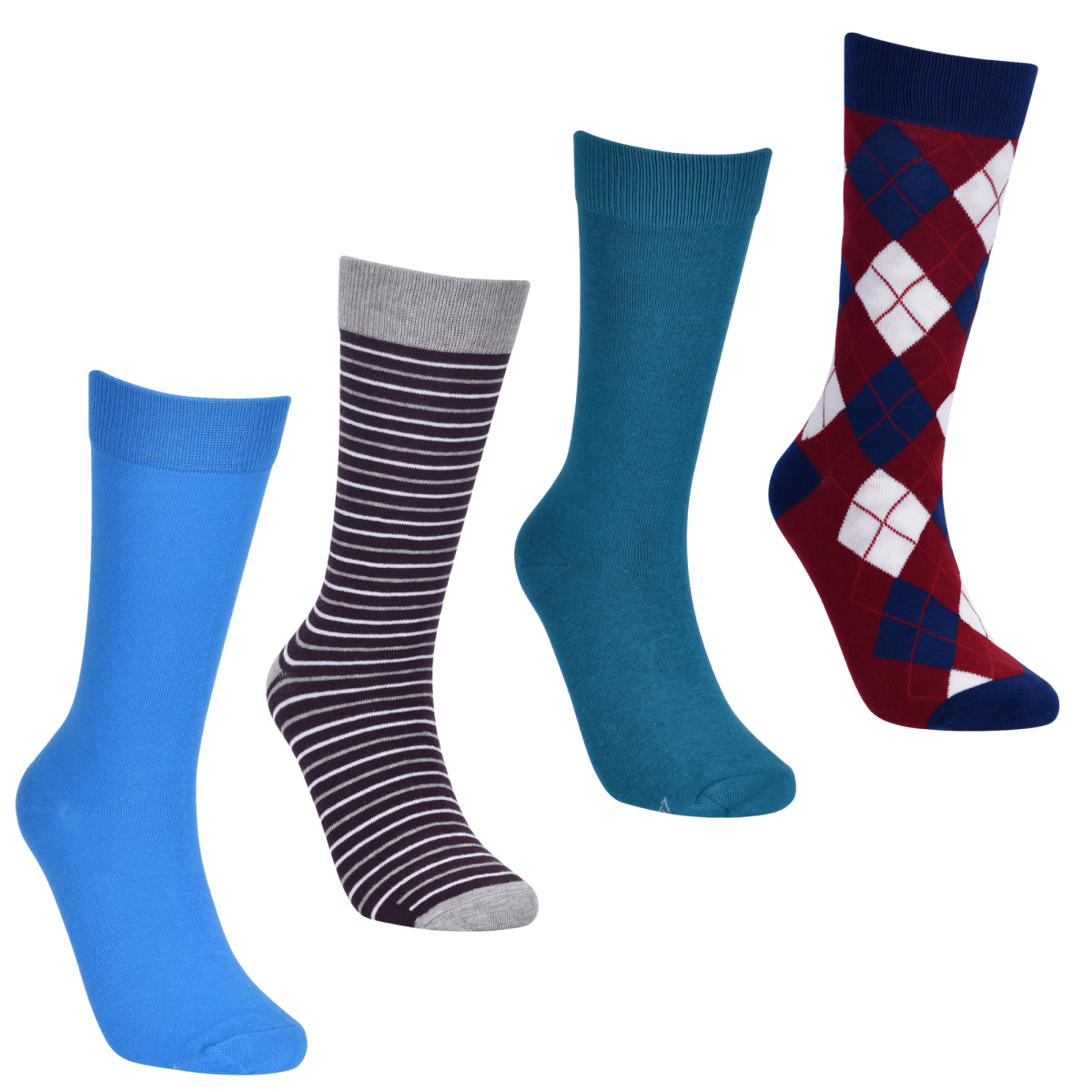 Rich Jewel Tones 4 Pack Socks Solid Ocean Blue Plum Purple Peacock Green Burgundy Navy Argy Socks by No Cold Feet – Don't Panic Shoes