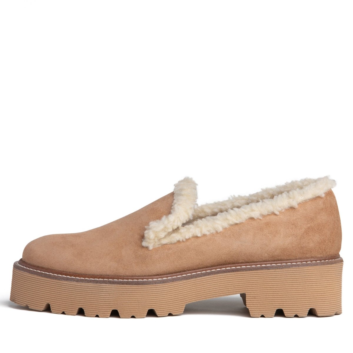 Rio Ankle Shootie Women’S Camel Suede Shearling Lug Sole Boots by Beautiisoles – Don't Panic Shoes