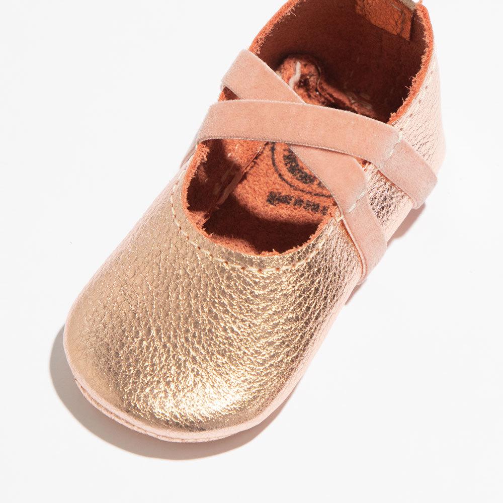 Rose Gold Ballet Slipper Baby Shoe Ballet Slipper by Freshly Picked – Don't Panic Shoes