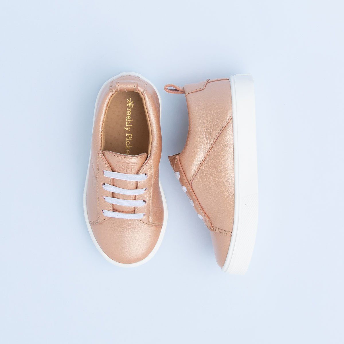 Rose Gold Classic Lace Up Sneaker Kids - Classic Sneaker by Freshly Picked – Don't Panic Shoes