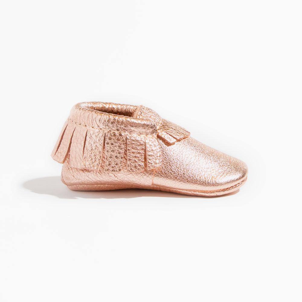 Rose Gold Moccasin Baby Shoe Moccasin by Freshly Picked – Don't Panic Shoes