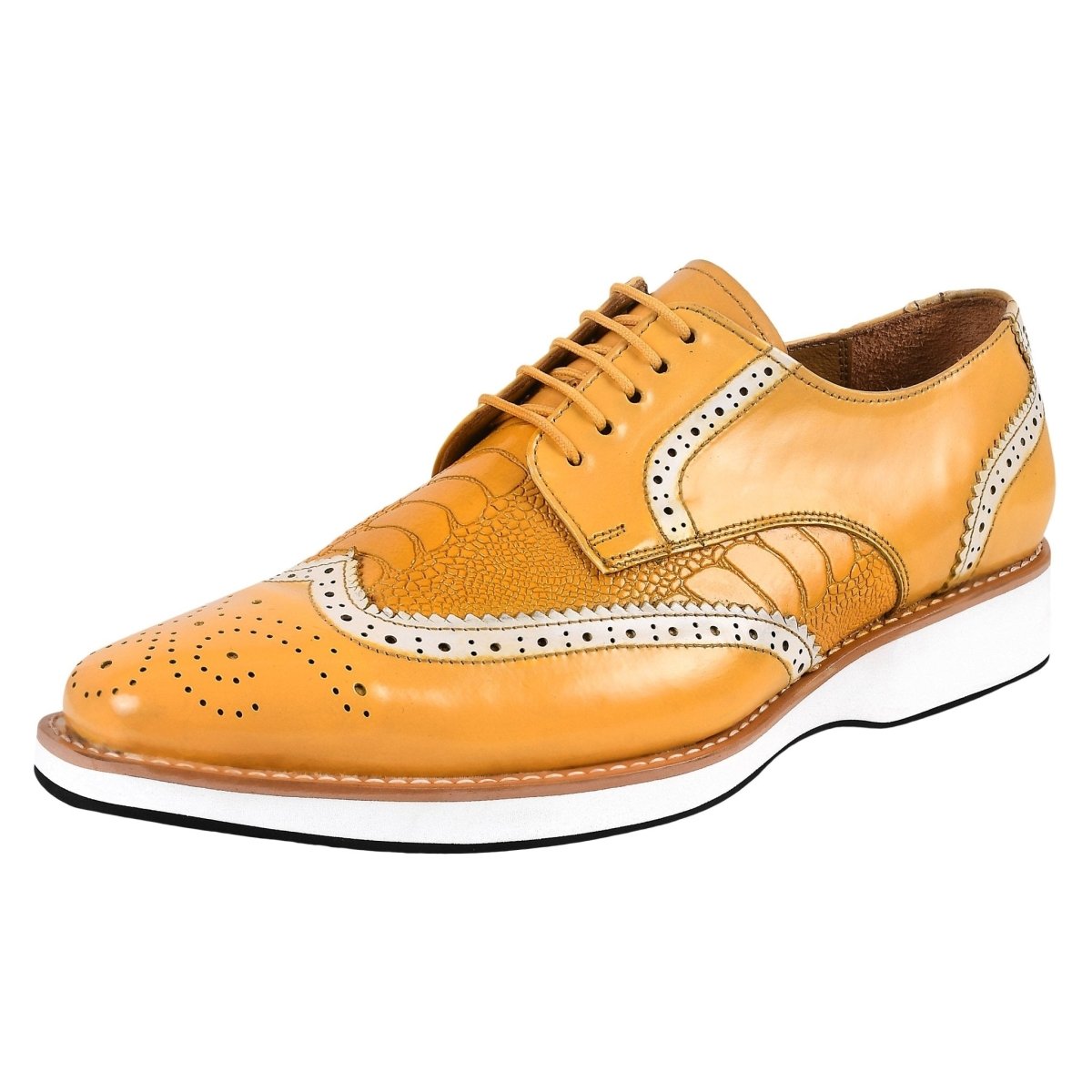 Roy Ostrich Leather Perforated Toe Casual Oxford Dress Shoes Shoes by Libertyzeno – Don't Panic Shoes