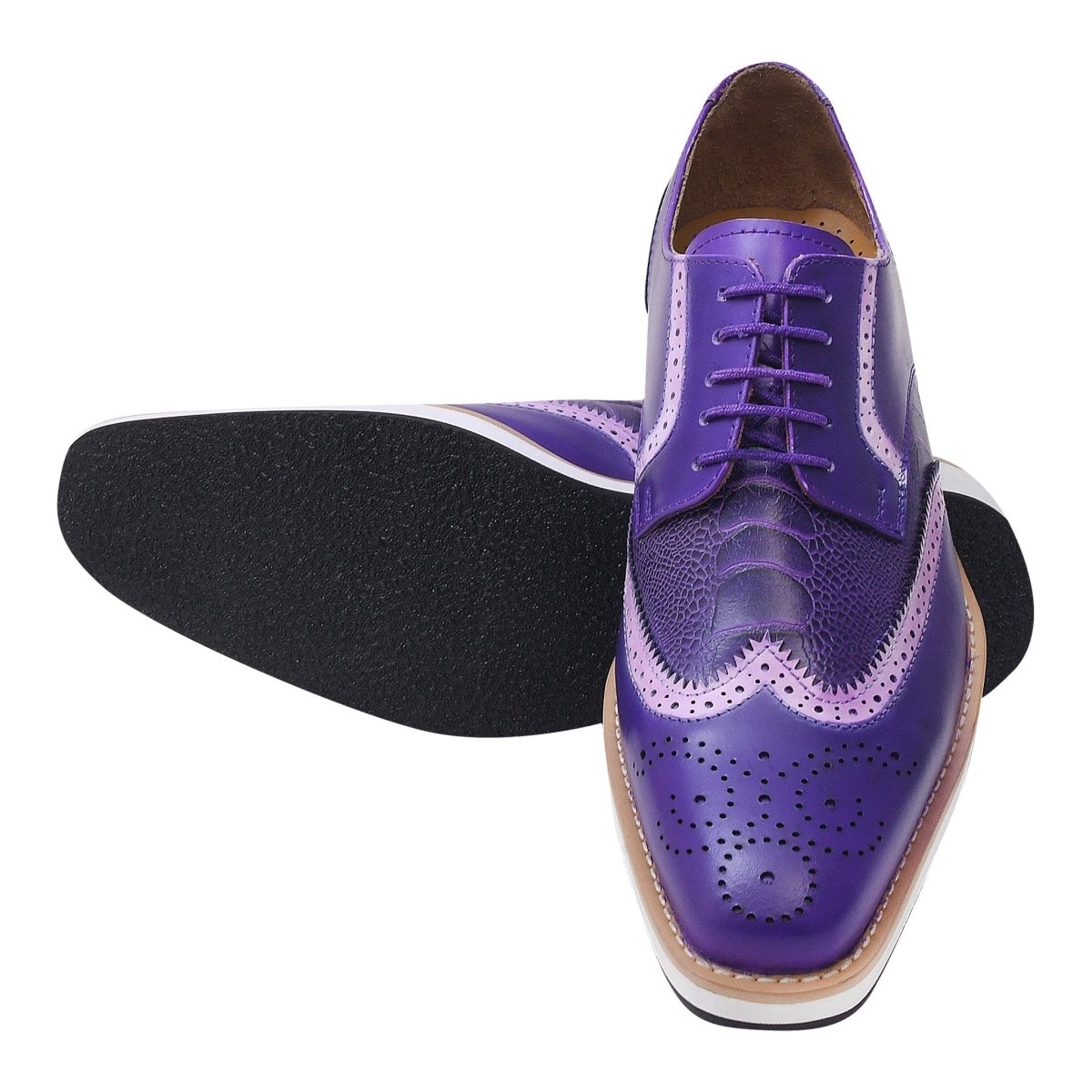 Roy Ostrich Leather Perforated Toe Casual Oxford Dress Shoes Shoes by Libertyzeno – Don't Panic Shoes