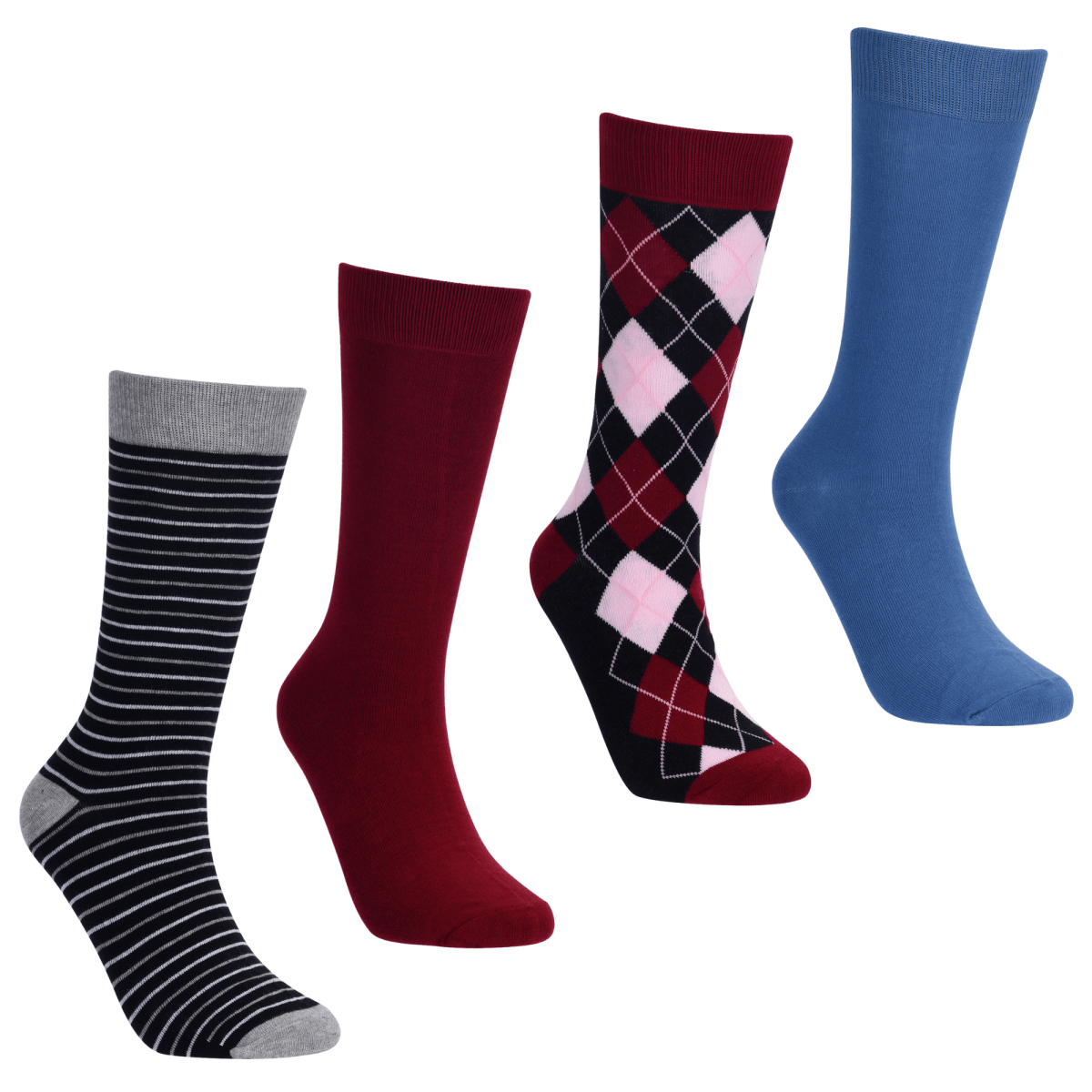 Rustic Gentleman Sock Bundle Mens Cotton Blend Patterned Dress Crew Socks 4 Pack Socks by No Cold Feet – Don't Panic Shoes