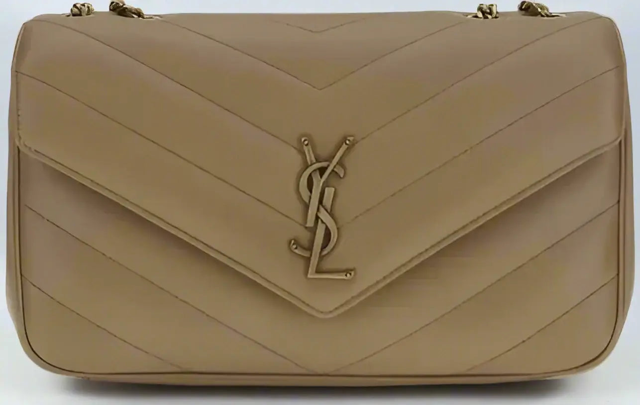 Beige Saint Laurent LouLou Shoulder Bag - Luxury Leather