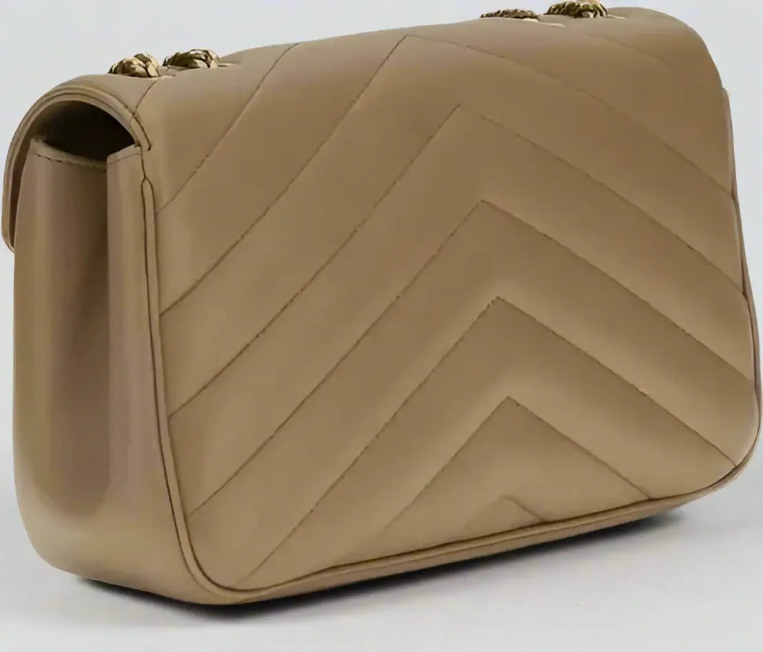 Beige Saint Laurent LouLou Shoulder Bag - Luxury Leather