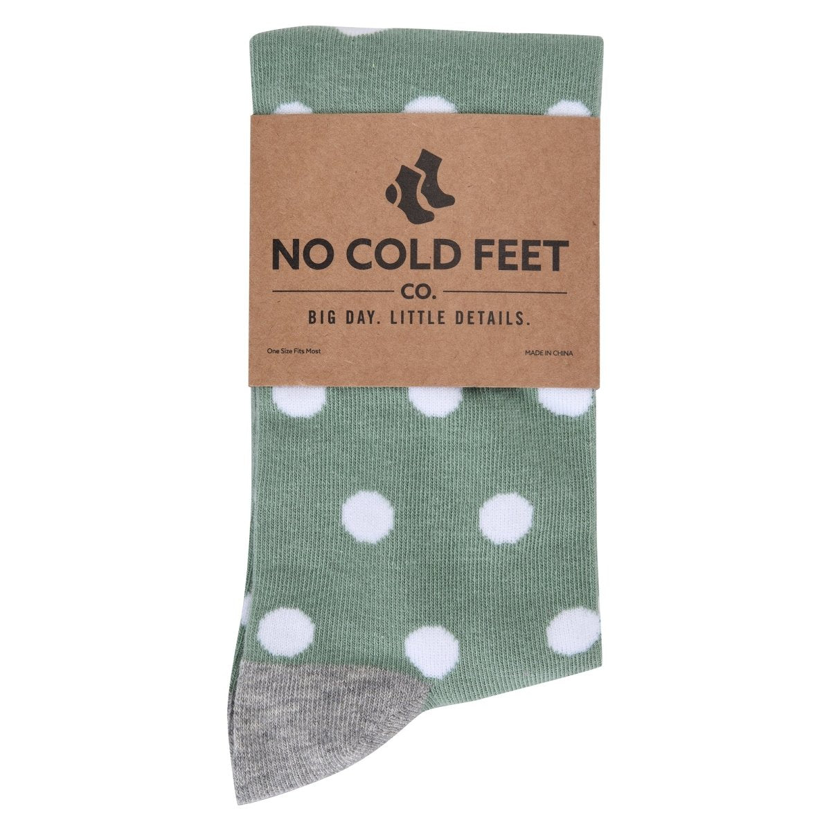 Sage Green White Polka Dot Socks Crew Ankle Soft Comfortable Everyday Style For Women And Men Socks by No Cold Feet – Don't Panic Shoes