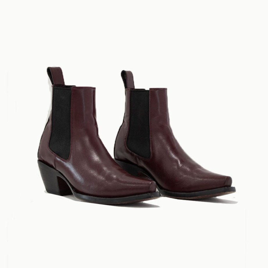 Sandra Boot Burgundy Chelsea Leather Sole 1 3 4 Inch Heel Boots by M - O - Nine – Don't Panic Shoes