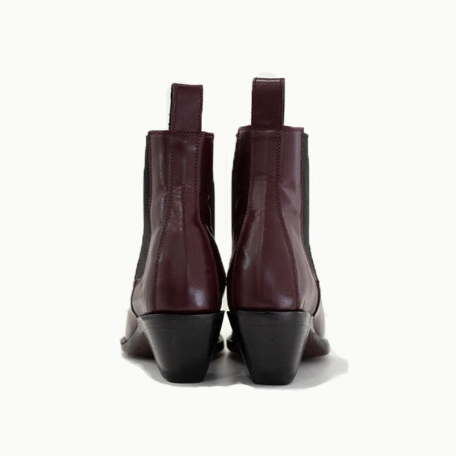 Sandra Boot Burgundy Chelsea Leather Sole 1 3 4 Inch Heel Boots by M - O - Nine – Don't Panic Shoes