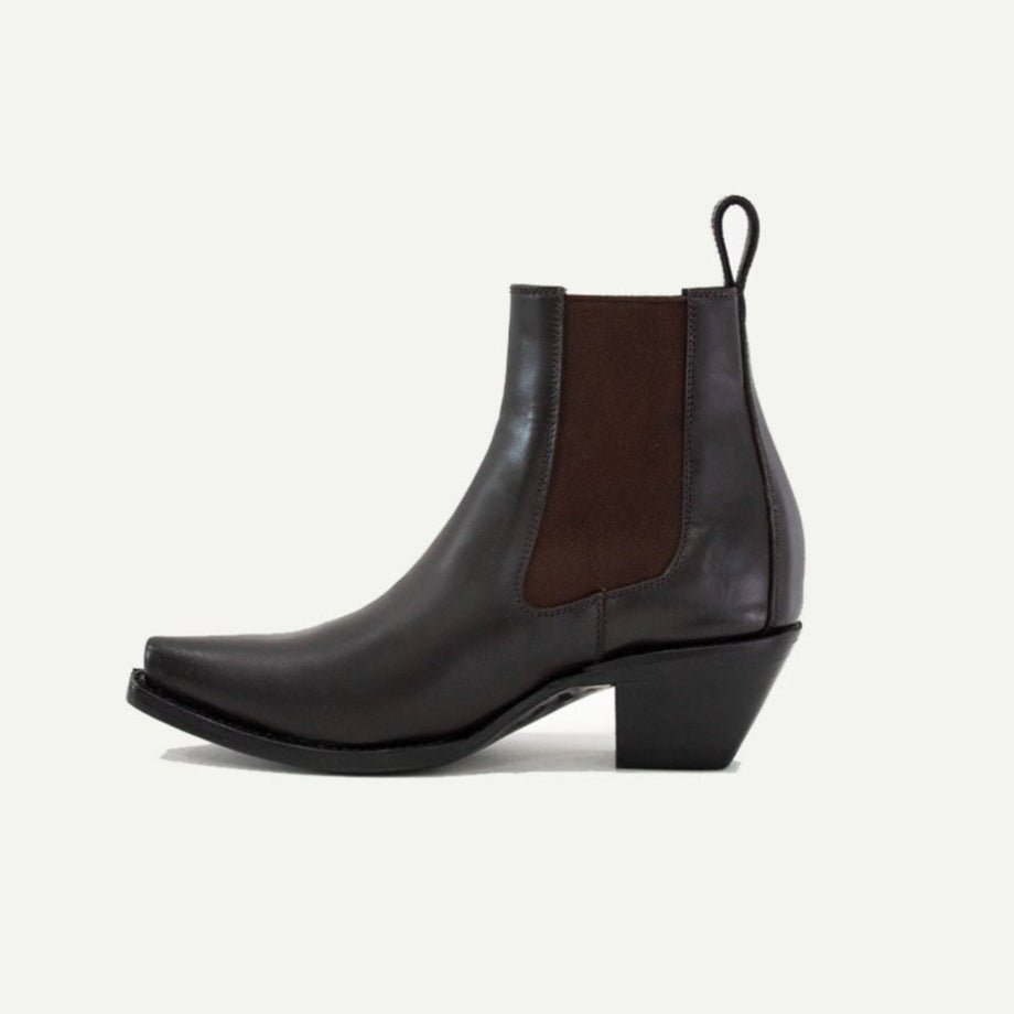 Sandra Chelsea Boot Leather Chocolate Brown 1 3 4in Heel Boots by M - O - Nine – Don't Panic Shoes