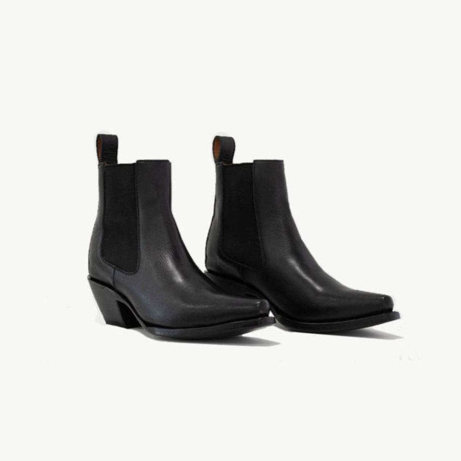 Sandra Chelsea Boot Matte Black Leather Sole 1 3 4 Inch Boots by M - O - Nine – Don't Panic Shoes