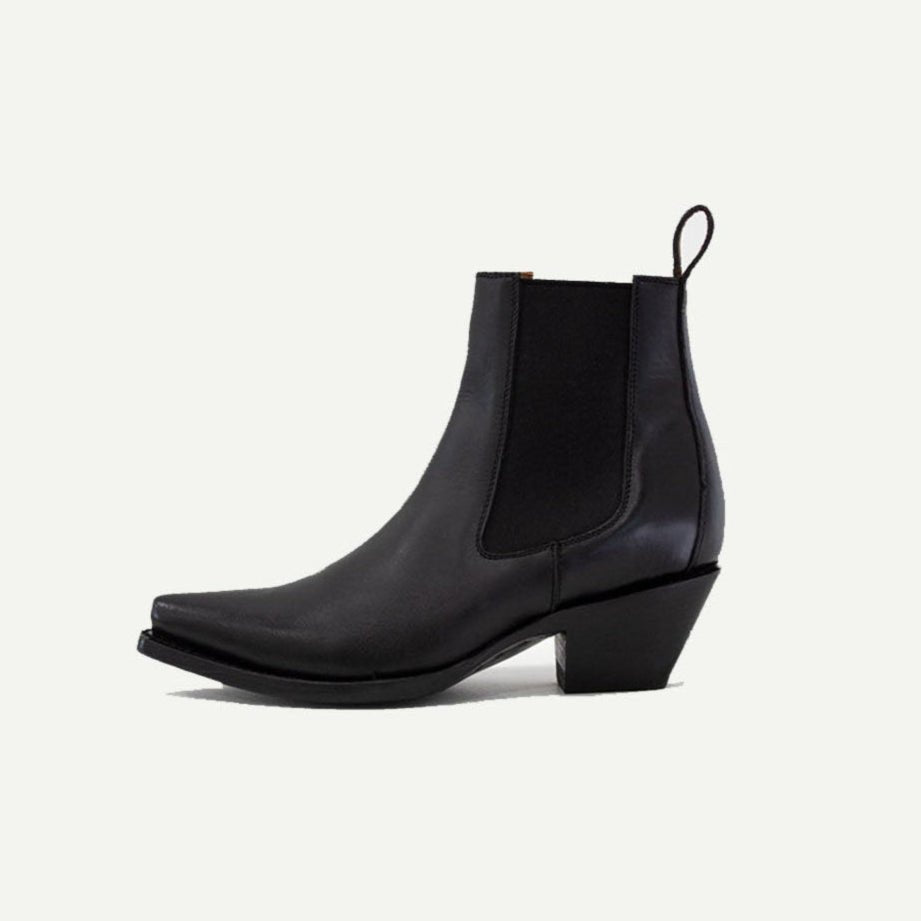 Sandra Chelsea Boot Matte Black Leather Sole 1 3 4 Inch Boots by M - O - Nine – Don't Panic Shoes