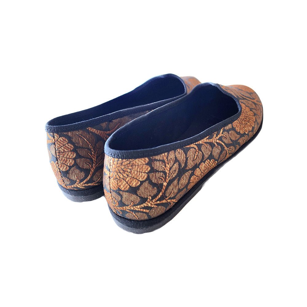 Sapna Friulana Silk Jacquard Ballet Flat Women’S Black Gold Slip On by Mar Soreli – Don't Panic Shoes